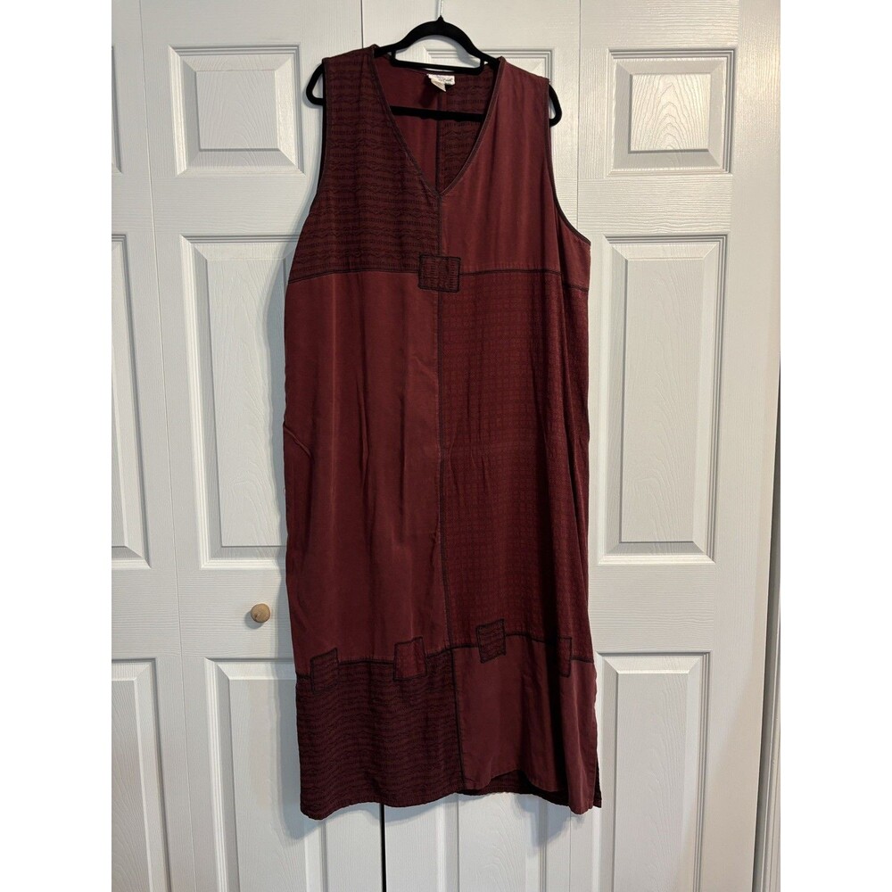 Coldwater Creek Patchwork embroidered tank maxi dress women’s 2XL Burgundy fall